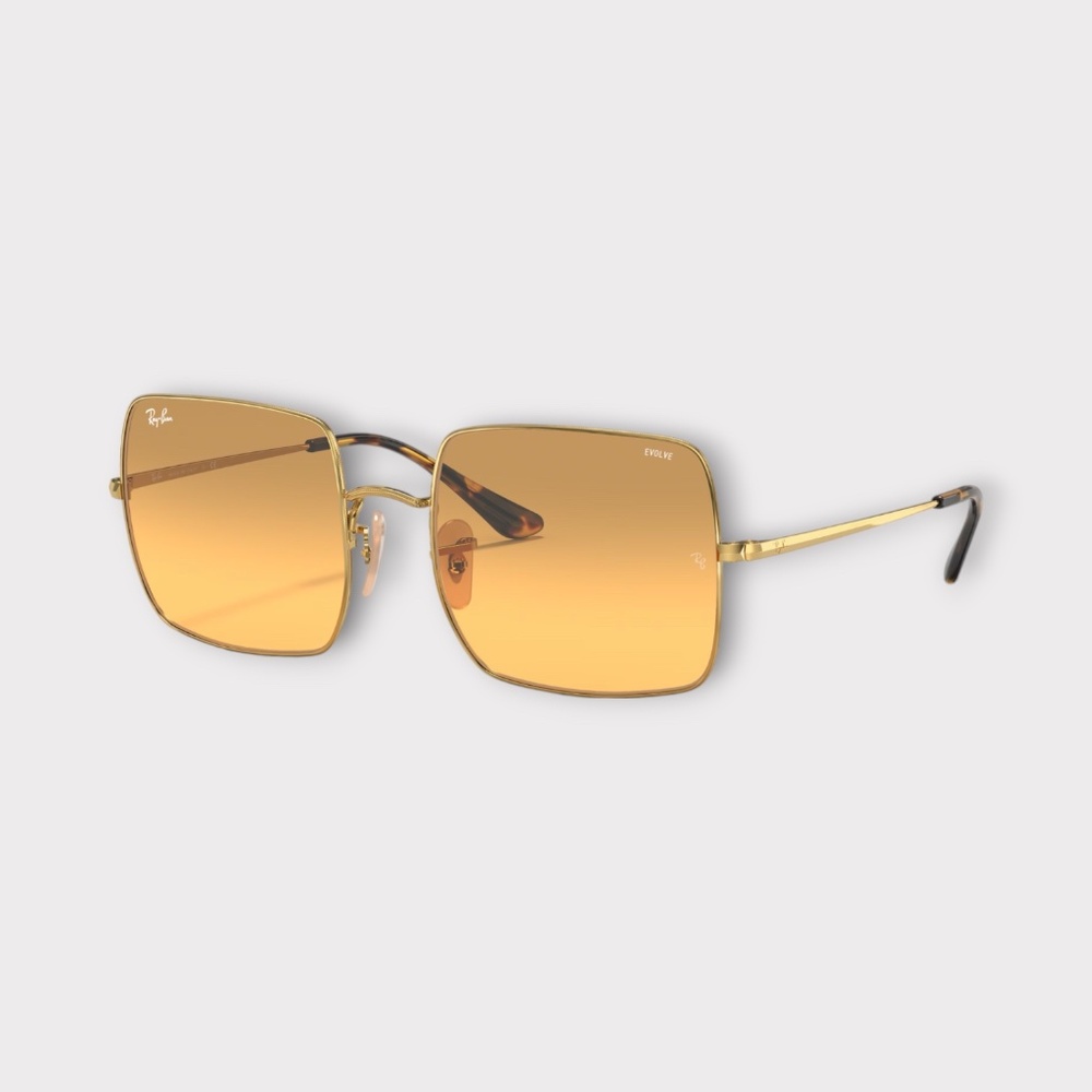 RayBan RB1971 Square Sunglasses in Gold Frame & Orange Photochromic Lenses - Picture 5 of 6